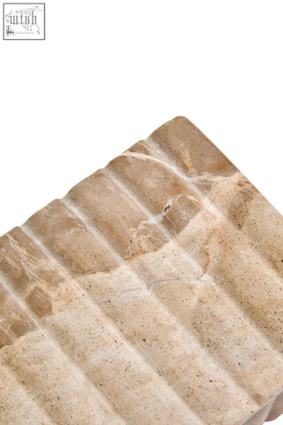 Beige stone chocolate marble box with ribbed texture and natural veining in the santino rectangular design