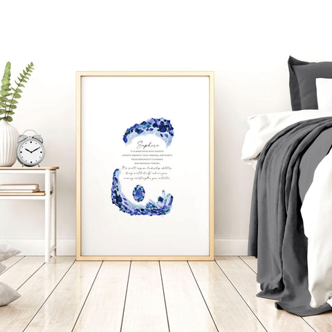 Sapphire Birthstone wall art print