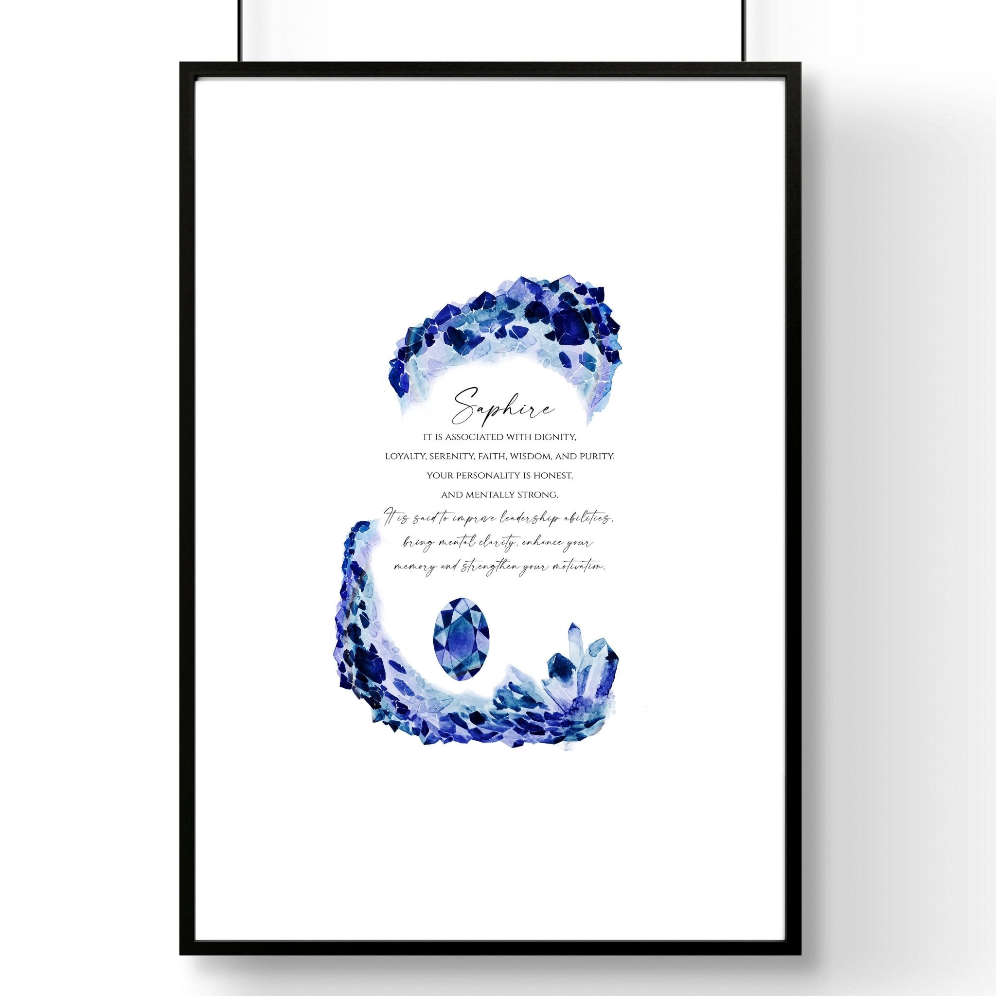 Sapphire Birthstone wall art print