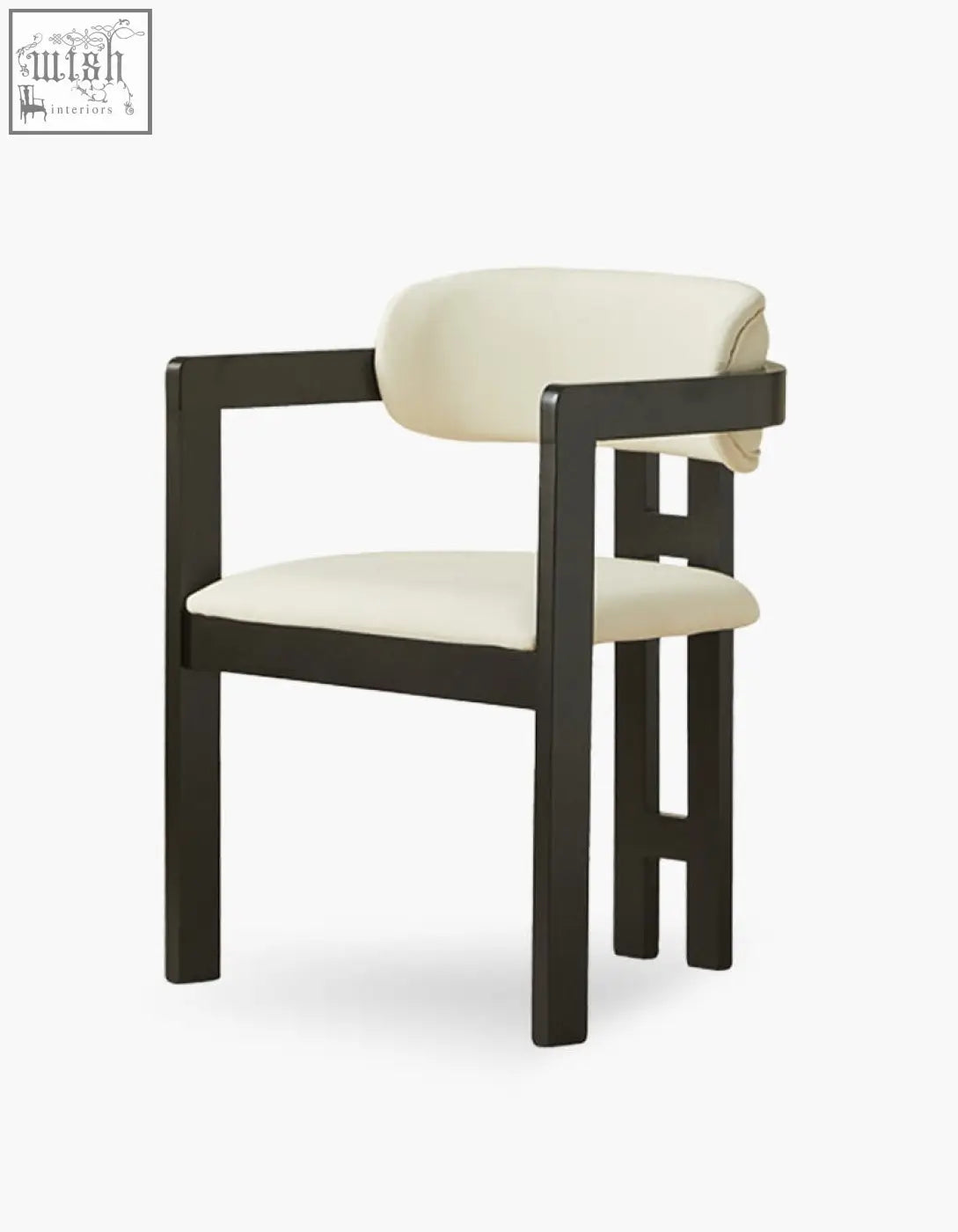 Modern sara dining chair with sleek black wooden frame and plush cream upholstery perfect for coffee table set