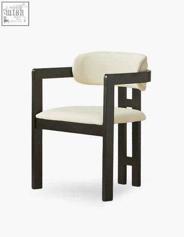 Modern sara dining chair with sleek black wooden frame and plush cream upholstery perfect for coffee table set