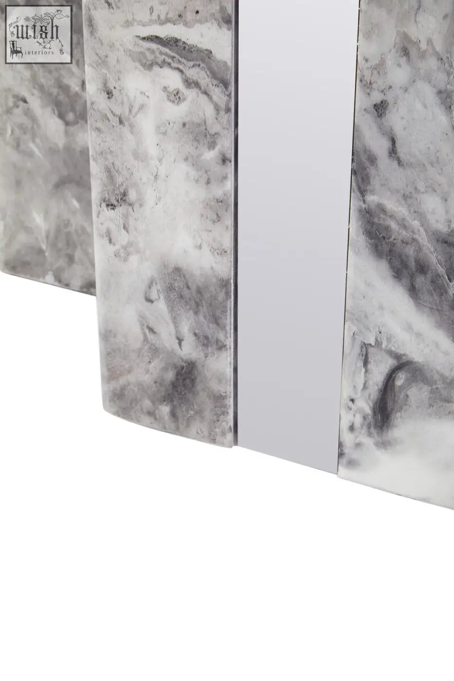 Silver grey marble cabinet doors with sleek modern design perfect for a grey marble coffee table setup