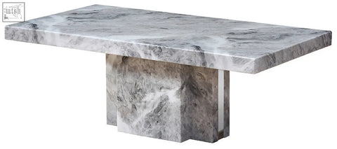 Sleek saronno grey marble coffee table with polished grey marble surface and geometric sturdy base