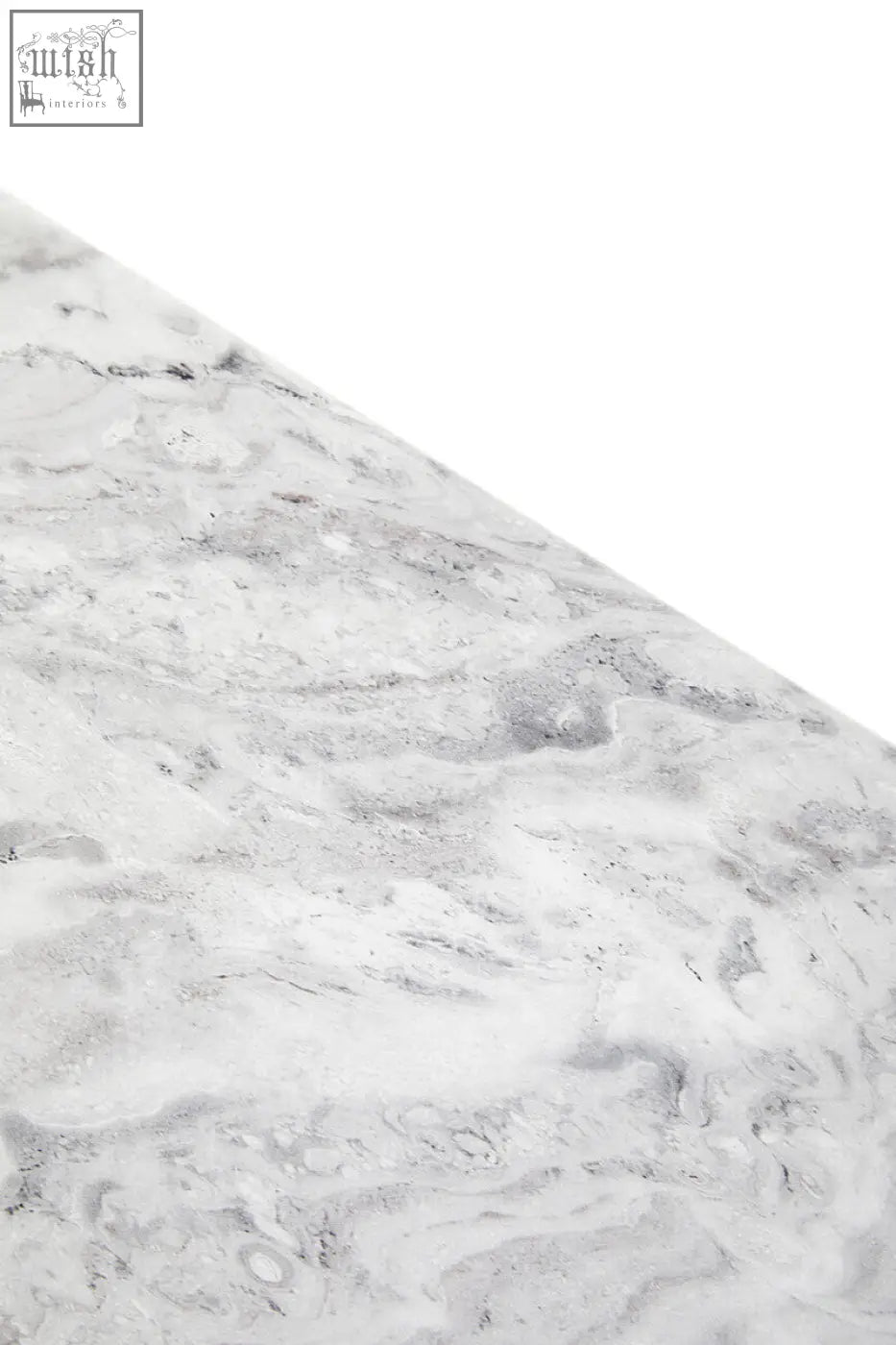 A sleek white marble coffee table top with subtle grey veining perfect for stylish grey marble coffee setups