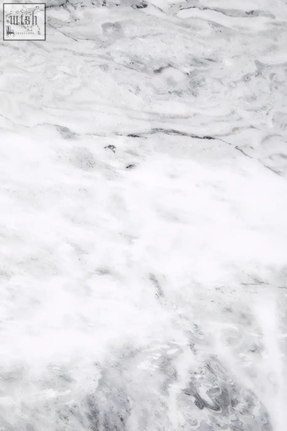 Saronno grey marble dining table featuring a white marble surface with subtle grey veining for elegant dining