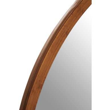 Curved wooden-framed saska wall mirror with a warm antique gold finish perfect for stylish gold finish wall decor