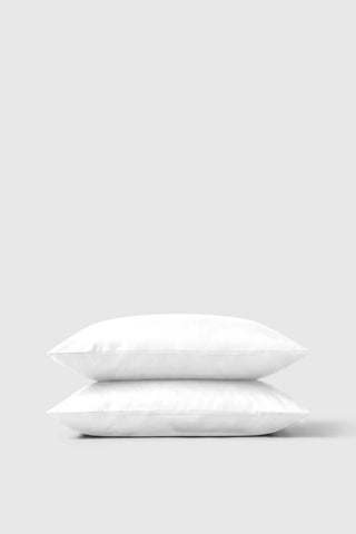 White sateen pillowcase pair with smooth slightly glossy fabric finish for a soft luxurious feel