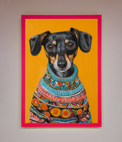 Sausage Dog In A Sweater Framed Print