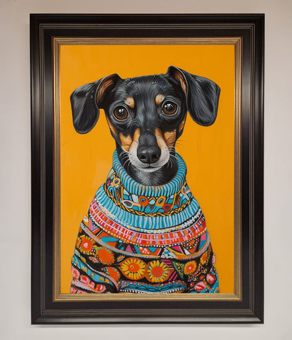 Sausage Dog In A Sweater Framed Print