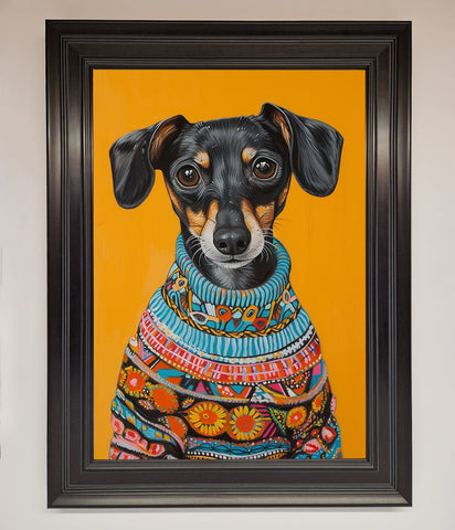 Sausage Dog In A Sweater Framed Print