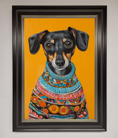 Sausage Dog In A Sweater Framed Print