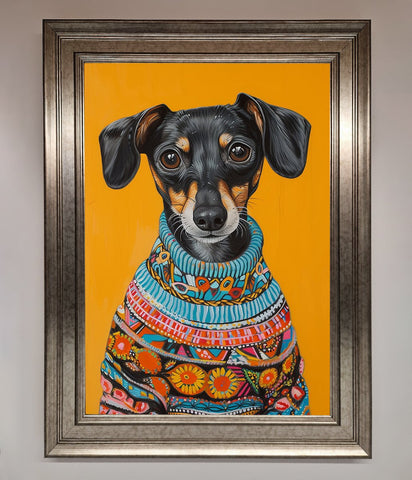 Sausage Dog In A Sweater Framed Print