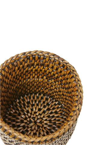 Savannah pen pot brown handwoven rattan basket with tight intricate weave perfect for holding pens or bottles