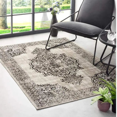 Saville Grey/Black Vintage Rug - Rugs