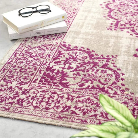 Saville Grey/Raspberry Vintage Rug - Rugs