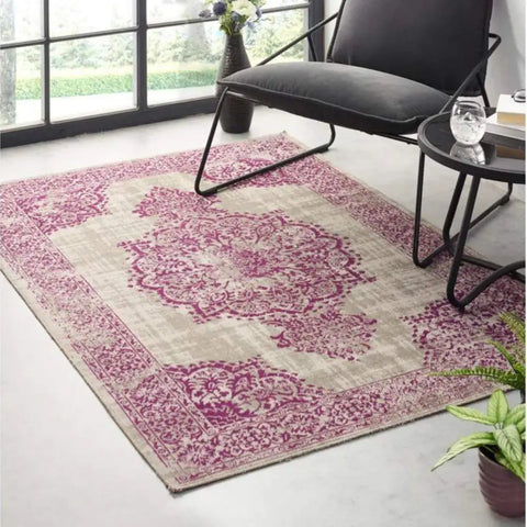 Saville Grey/Raspberry Vintage Rug - Rugs