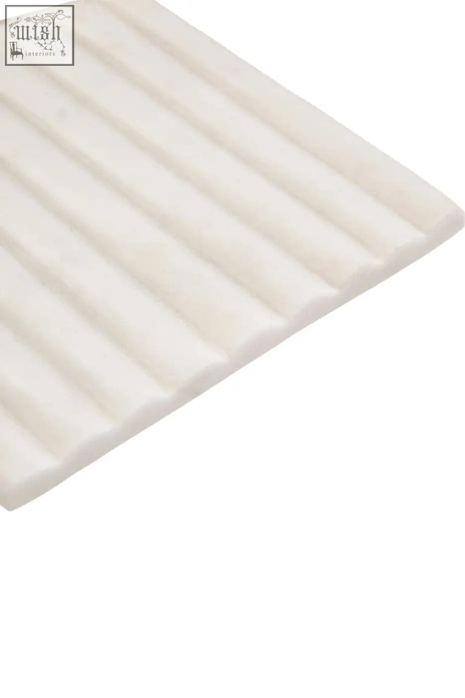 White ribbed foam pad inside savio square white fluted marble box for secure marble box packaging and protection