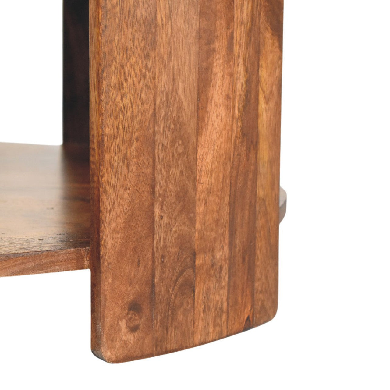 Rustic savoy leather coffee table with a warm medium brown wooden side table featuring natural wood grain