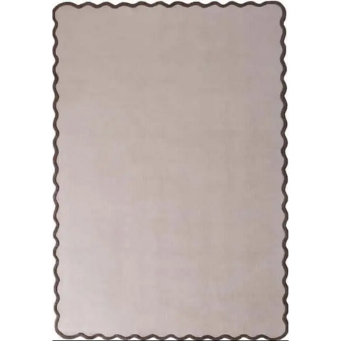 Scalloped Rugs Bordered Design - 120X170 cm / Beige - Rugs