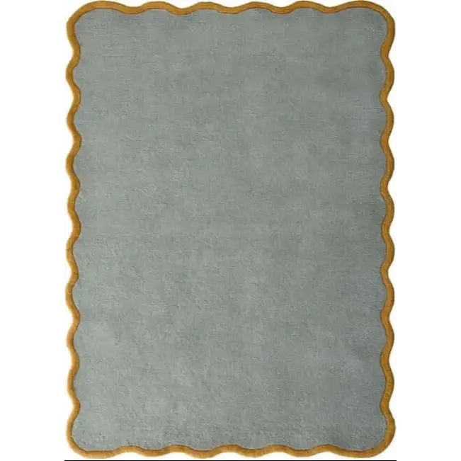 Scalloped Rugs Bordered Design - 120X170 cm / Duck Egg Blue - Rugs