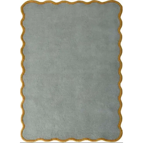 Scalloped Rugs Bordered Design - 120X170 cm / Duck Egg Blue - Rugs