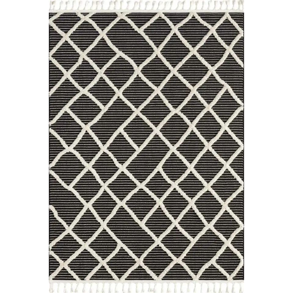 Scandi Indoor Rug Anthracite & White - 80X150 cm - Rugs