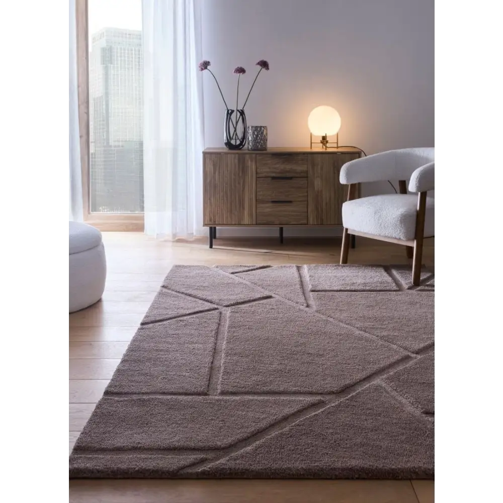 Scandinavian Deep Pile Rug – Cream and Brown - Rugs