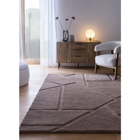 Scandinavian Deep Pile Rug – Cream and Brown - Rugs