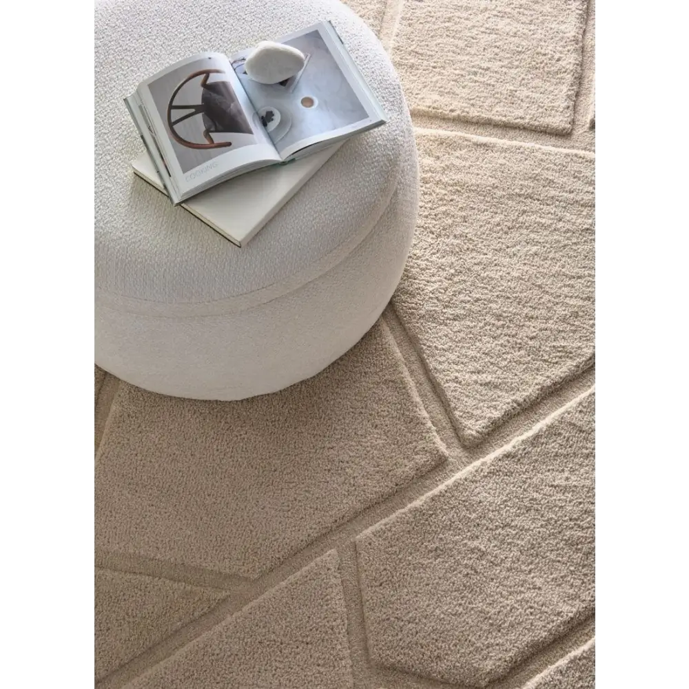 Scandinavian Deep Pile Rug – Cream and Brown - Rugs