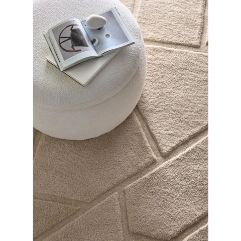 Scandinavian Deep Pile Rug – Cream and Brown - Rugs