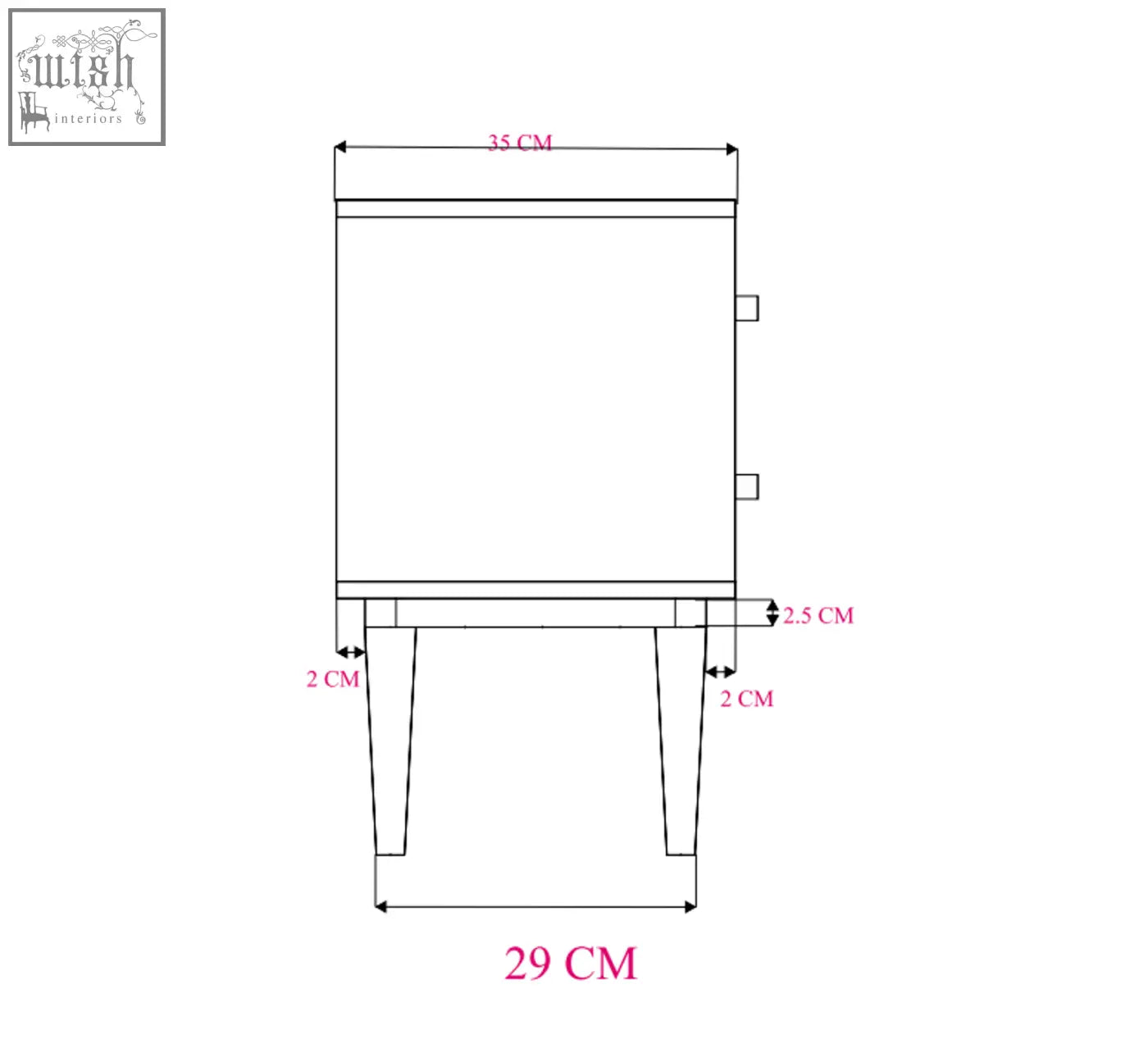 A minimalist white rectangular side table with tapered legs from the scandinavian light walnut oslo collection