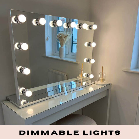 Scarlett large hollywood mirror 100x70cm with chrome frame and round bulbs perfect for hollywood mirrors setup