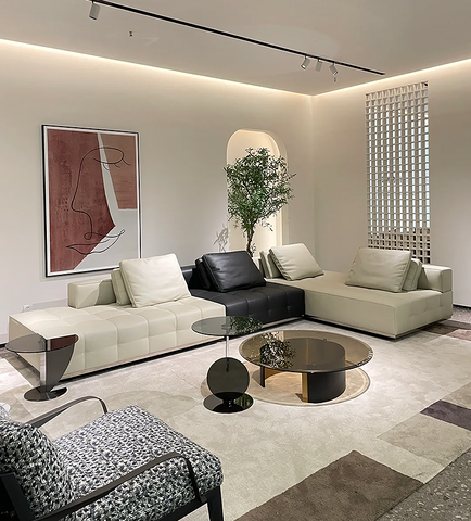 Santos L Shape Sofa, Three Seater Sofa, Nappa Real Leather