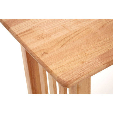 Selby natural rectangular console table with light brown wood and smooth natural grain finish on slender legs