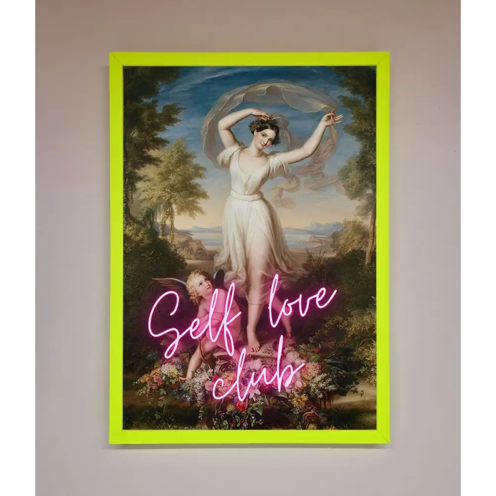Self Love Club Framed Wall Art - A3 (29.7 x 42 cm) / Neon Green - Framed Print