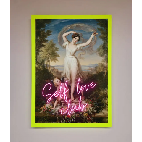 Self Love Club Framed Wall Art - A3 (29.7 x 42 cm) / Neon Green - Framed Print