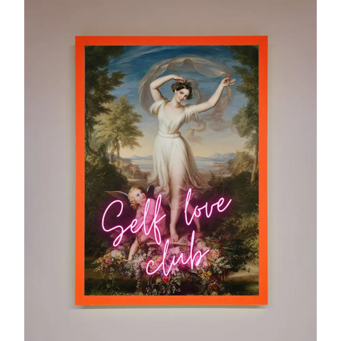 Self Love Club Framed Wall Art - A3 (29.7 x 42 cm) / Neon Orange - Framed Print