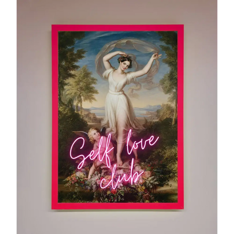Self Love Club Framed Wall Art - A3 (29.7 x 42 cm) / Neon Pink - Framed Print
