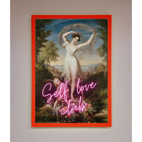 Self Love Club Framed Wall Art - A3 (29.7 x 42 cm) / Neon Red - Framed Print