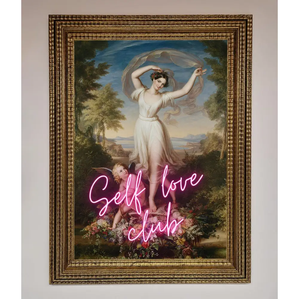 Self Love Club Framed Wall Art - A3 (29.7 x 42 cm) / Ornate Gold - Framed Print