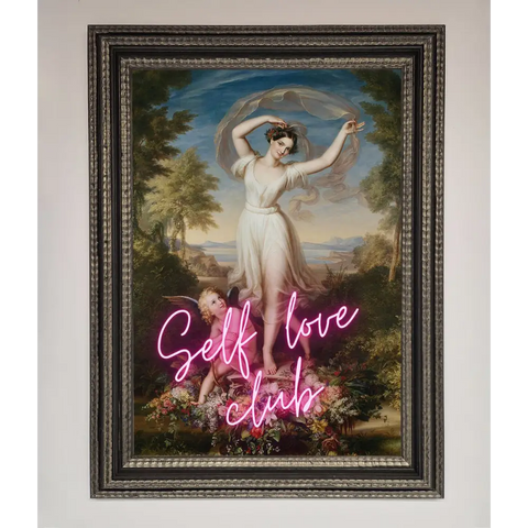 Self Love Club Framed Wall Art - A3 (29.7 x 42 cm) / Ornate Silver Black - Framed Print