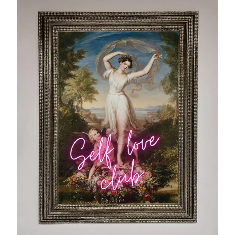 Self Love Club Framed Wall Art - A3 (29.7 x 42 cm) / Ornate Silver - Framed Print