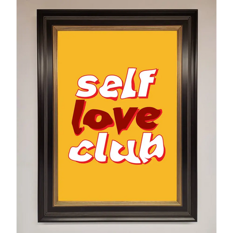 Self Love Club Quote Framed Wall Art - A3 (29.7 x 42 cm) / Black Gold - Framed Print