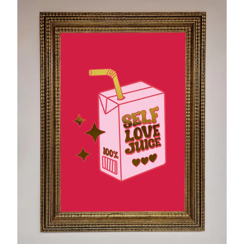 Self Love Juice Foil Print - A3 (29.7 x 42 cm) / Ornate Gold - Framed Print