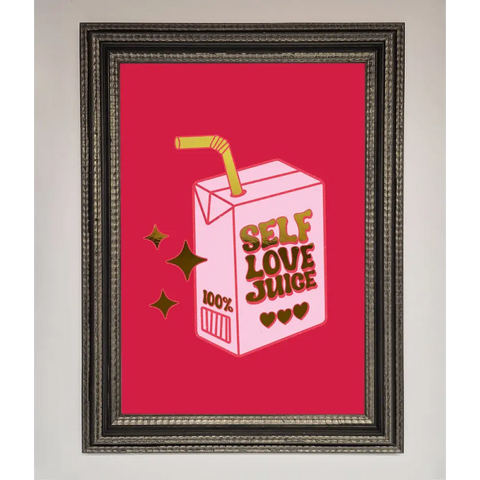 Self Love Juice Foil Print - A3 (29.7 x 42 cm) / Ornate Silver Black - Framed Print