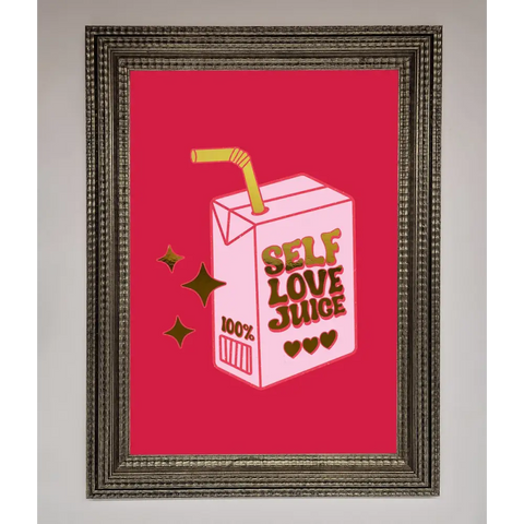 Self Love Juice Foil Print - A3 (29.7 x 42 cm) / Ornate Silver - Framed Print
