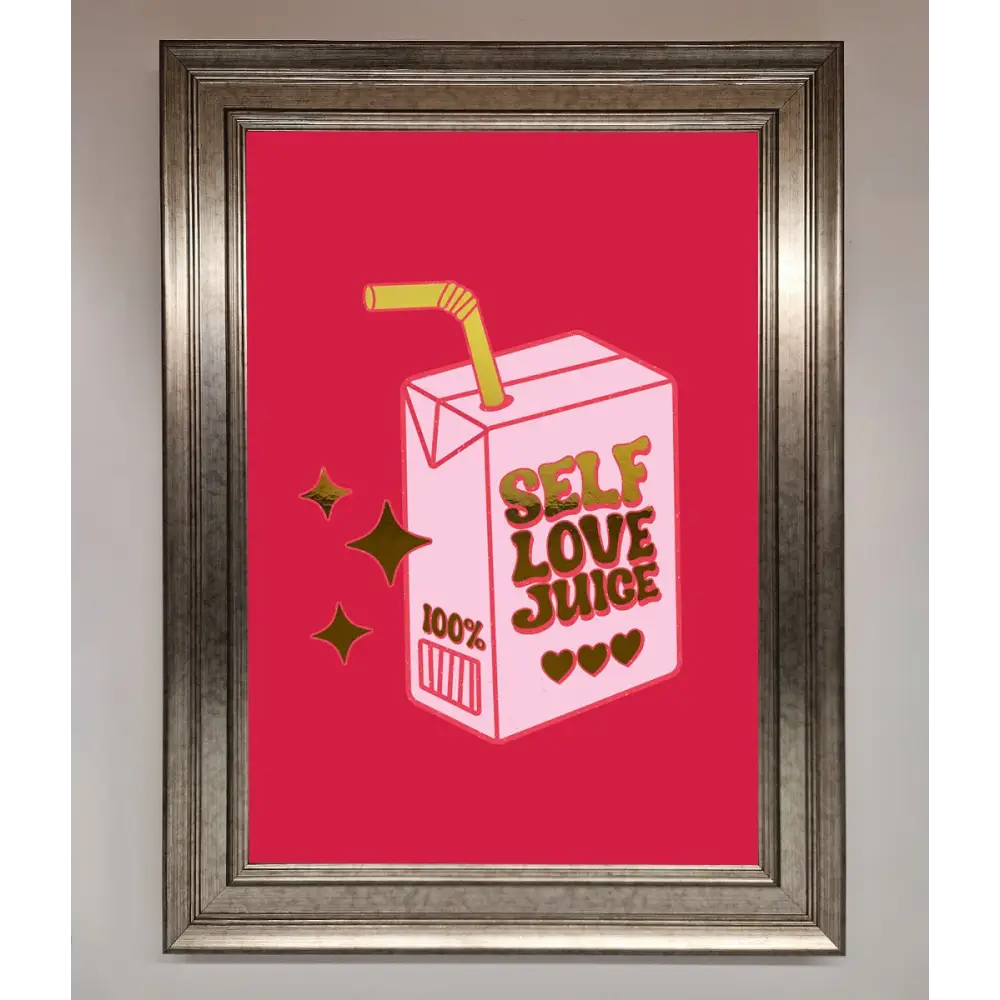 Self Love Juice Foil Print - A3 (29.7 x 42 cm) / Silver - Framed Print