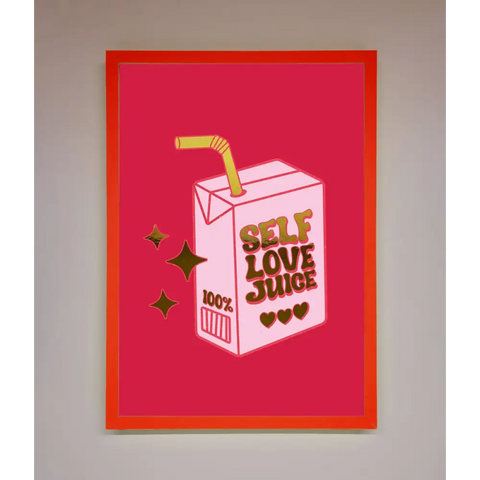 Self Love Juice Foil Print - B0 (100 x 141 cm) / Neon Red - Framed Print