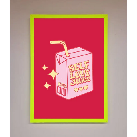 Self Love Juice Framed Poster - A3 (29.7 x 42 cm) / Neon Green - Framed Print