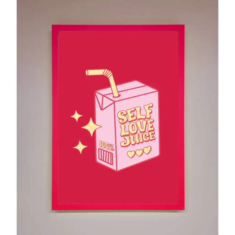 Self Love Juice Framed Poster - A3 (29.7 x 42 cm) / Neon Pink - Framed Print